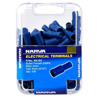 Narva Terminals Bullet Female Insulated - Wire 4mm Tab 5mm Blue Pack of 100