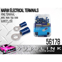 NARVA 56178 TERMINALS RING TYPE - WIRE 4mm TAB 5mm BLUE PACK OF 100