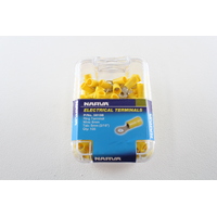 NARVA 56186 TERMINALS RING TYPE - WIRE 6mm TAB 5mm YELLOW PACK OF 100