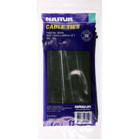 Narva 56404 Black Cable Ties 4.8mm x 200mm 8" Long 100 Pack UV Resistant