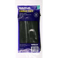 NARVA BLACK CABLE TIES 4.8mm x 200mm (8") LONG 100 PACK UV RESISTANT - 56404