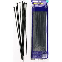 NARVA BLACK CABLE TIES 4.8mm x 370mm (14 1/2") LONG 100 PACK UV RESISTANT - 56408