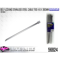 NARVA MARINE STAINLESS STEEL SELF LOCKING CABLE TIES 4.6mm x 360mm (x50) 56824