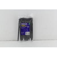 Narva 56910 Double Head Dual Slot Black Cable Ties 4.8mm x 200mm - 100 Pack
