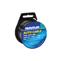 NARVA 5812-7BK SINGLE CORE CABLE BLACK 2.5mm DIA - 7 METRE ROLL - 5 AMP RATED