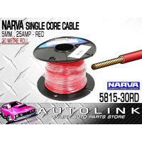 NARVA SINGLE CORE CABLE - RED 25 AMP 5MM , 30 METRE ROLL ( 5815-30RD ) 