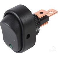 NARVA OFF/ON ROCKER SWITCH WITH GREEN L.E.D 30 AMP 12 VOLT MOUNT HOLE 12.2mm