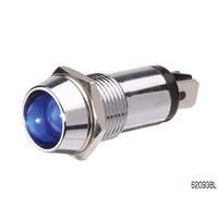 NARVA PILOT LAMP CHROME BODY 12V BLUE LED 14.2mm DIA 62093BL x1