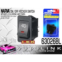 NARVA 63026BL ROCKER SWITCH ON OFF WITH RED LED & DRIVING LAMP SYMBOL 