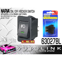 NARVA 63027BL OFF ON ROCKER SWITCH WITH GREEN LED AND FOGLAMP SYMBOL 34.5 x 20mm