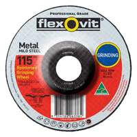 FLEXOVIT 6311560 GRINDING DISC FOR STEEL 4-1/2" 115 x 6 x 22mm RAISED x5