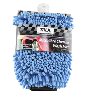 MLH 64MLH303 Blue Microfibre Wash Mitt Sponge - Lint Free Snug Fit