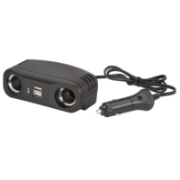 NARVA 81052BL TWIN ACCESSORY SOCKETS & USB SOCKET CIGARETTE LIGHTER PLUG W/ LEAD