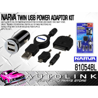 NARVA 81054BL TWIN USB POWER ADAPTOR ALL IN ONE KIT FOR SMART PHONE TABLET IPOD