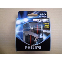 PHILIPS BLUE VISION HB5 12V 65/55W HEADLIGHT GLOBES PAIR 9007BVCD 4000K WHITE