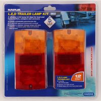 Narva 93640BL2 LED 12v Rear Slimline Trailer Lamps with Licence Plate Light Pair