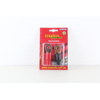DNA 0 GAUGE RING TERMINALS - GOLD PLATED WITH COLOUR CODED RUBBER INSULATORS
