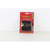 Dna 4 Gauge Ring Terminals Gold Plated Black with Rubber Insulators 10 pack