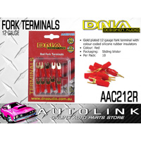 DNA 12 GAUGE RED FORK TERMINALS - INSULATED GOLD PLATED (10 PACK)