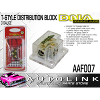 DNA T STYLE 0 GAUGE DISTRIBUTION BLOCK - 1 INPUT 2 OUTPUTS GOLD PLATED FITTINGS