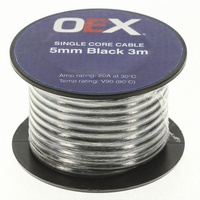 OEX ACX0750-3M Black Single Core Auto Cable 20A Wire 5mm x 2.9mm2 3 Metre Roll
