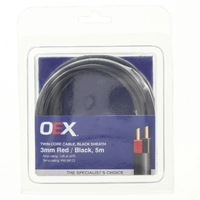 OEX ACX0806-5BL 3mm Twin Core Cable Double Insulate 10A Black Red 5m Roll