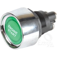 CHROME PUSH BUTTON IGNITION ENGINE START SWITCH GREEN 12V @ 50 AMP 4WD TRUCK BUS