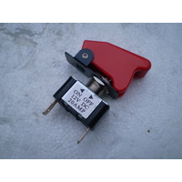 RED MISSILE COVER TOGGLE SWITCH METAL ON - OFF 12 VOLT @ 20 AMP BLADE TERMINALS