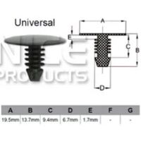 Nice AF026 Universal Black Plastic Automotive Fastener Clip - Sold as Each