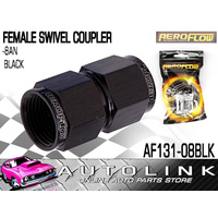 AEROFLOW STRAIGHT FEMALE SWIVEL COUPLER -8AN BLACK FINISH AF131-08BLK