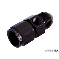 AEROFLOW STRAIGHT -3AN FEMALE TO MALE WITH 1/8" PORT BLACK FINISH AF140-03BLK 