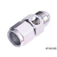 AEROFLOW STRAIGHT FEMALE TO MALE WITH 1/8" PORT -4AN SILVER FINISH AF140-04S
