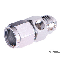 AEROFLOW STRAIGHT FEMALE TO MALE WITH 1/8" PORT -6AN SILVER FINISH AF140-06S 