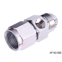 AEROFLOW STRAIGHT FEMALE TO MALE WITH 1/8" PORT -8AN SILVER FINISH AF140-08S