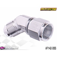 AEROFLOW 45° FEMALE / MALE FLARE SWIVEL -6AN SILVER FINISH AF142-06S