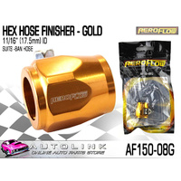 AEROFLOW HEX HOSE FINISHER 11/16" (17.5MM) INSIDE DIA. GOLD FINISH -8AN HOSE