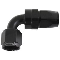 AEROFLOW AF203-04DBLK ALLOY 90 DEG HOSE END -4AN BLACK FULL SWIVEL