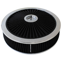 AEROFLOW AF2851-3080 CHROME WASHABLE 14" x 4" FULL FLOW AIR FILTER FOR DOMINATOR