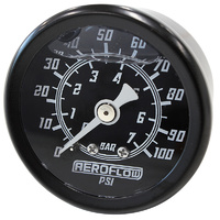 Aeroflow AF30-2201 1-1/2" Liquid Filled 100psi Pressure Gauge Black 1/8" npt