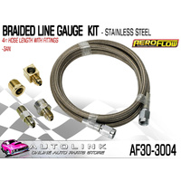 AEROFLOW STAINLESS STEEL BRAIDED LINE GAUGE KIT -3AN 4FT HOSE ( AF30-3004 )
