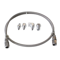 Aeroflow Stainless Steel Braided Line Gauge Kit -3AN 6ft Hose with 4 Fittings