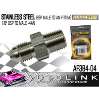 AEROFLOW AF384-04 STAINLESS STEEL BSP MALE TO AN FITTING 1/8" BSP TO MALE -4AN