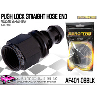 AEROFLOW AF401-08BLK PUSH LOCK STRAIGHT HOSE END -8AN BLACK FOR 400 HOSE x1