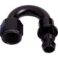 AEROFLOW AF406-06BLK PUSH LOCK BLACK 180° HOSE END -6AN FOR 400 SERIES HOSE