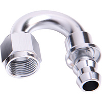 AEROFLOW AF406-06S PUSH LOCK SILVER 180° HOSE END -6AN FOR 400 SERIES HOSE