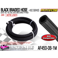 AEROFLOW AF450-08-1M BLACK BRAIDED RACE LIGHT WEIGHT HOSE -8AN 450 SERIES x 1M
