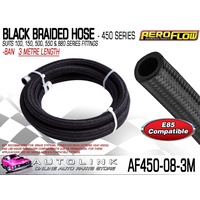 AEROFLOW AF450-08-3M BLACK BRAIDED LIGHT WEIGHT HOSE -8AN 450 SERIES x 3M ROLL