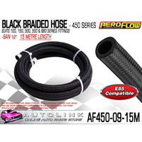AEROFLOW BLACK BRAIDED LIGHT WEIGHT HOSE -9AN 1/2" 450 SERIES 15 METRE LENGTH 