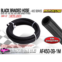 AEROFLOW BLACK BRAIDED LIGHT WEIGHT HOSE -9AN 1/2" 450 SERIES ( 1 METRE LENGTH )