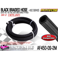 AEROFLOW BLACK BRAIDED LIGHT WEIGHT HOSE -9AN 1/2" 450 SERIES ( 2 METRE LENGTH )